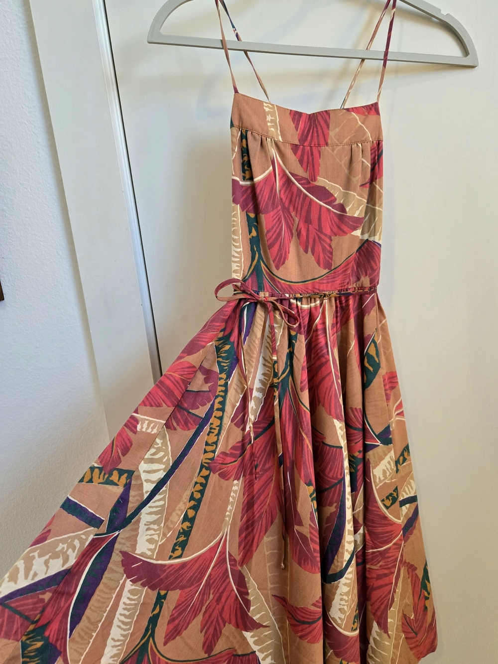 Handmade Tropical Botanical Square Neck Dress
